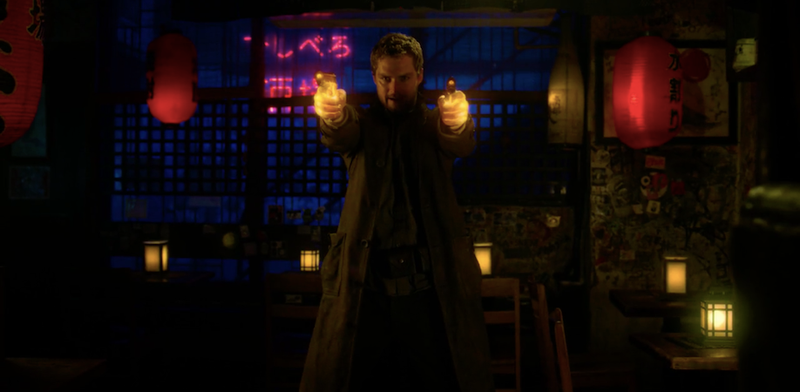 Danny Fist wielding not one, but two Iron Fists and channeling his chi into two pistols.
